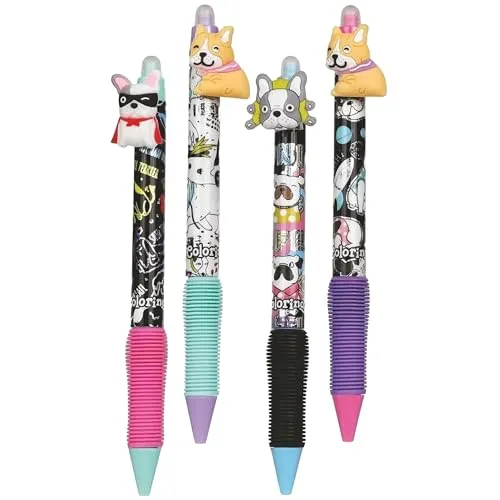 sarcia.eu Hund-Kugelschreiber mit Radiergummi, Gel, automatisch, BLAUE TINTE, löschbar, 0,5 mm, 1 Stück (A)