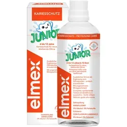 Elmex Junior Zahnspülung 400 ml - Mundspülung für Kinder von 6-12 Jahren mit extra Kariesschutz für bleibende Zähne und mildem Minzgeschmack, ideal für Zahnspangenträger.