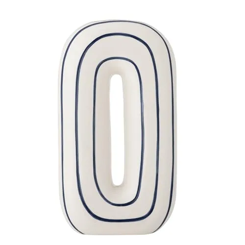 Bloomingville Mae Vase, Blau, Keramik 32 cm - Skandinavische Keramikvase mit handgemalten blauen Streifen, ideal für Blumen oder als dekoratives Element. Jede Vase ist einzigartig und bringt Ruhe in Ihr Zuhause.