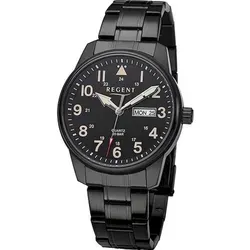 Regent Herrenuhr F-1278 - Edelstahl Armbanduhr mit 41 mm Durchmesser, 20 Bar Wasserdichtigkeit und elegantem schwarzen Zifferblatt - ideal für stilbewusste Herren.