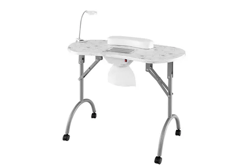 COSTWAY Maniküre-Pediküre-Set mit klappbarem Tisch und LED - Praktisches Maniküre-Set mit klappbarem Tisch, ideal für mobile Nageldesigner. Ausgestattet mit elektrischem Staubsammler und flexibler LED-Lampe für präzise Nagelarbeiten. Leicht transportierbar in der Tragetasche.