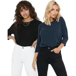 ONLY 3/4 Arm-Pullover (Set, 2er-Pack) Locker geschnitten schwarz L (40)