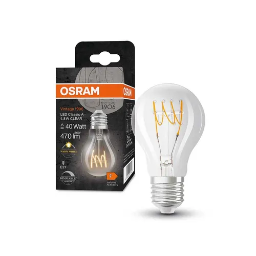 Osram LED Spiral Filament A60 Birne 4,8W = 40W E27 klar Warmweiß 2700K DIMMBAR