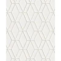 Profhome DE120061-DI Grafik Tapete Geometrisch glänzend - Moderne Vliestapete in glänzendem Weiß und Silber, ideal für alle Zimmer. Hochwaschbeständig und restlos trocken abziehbar für einfache Verarbeitung.