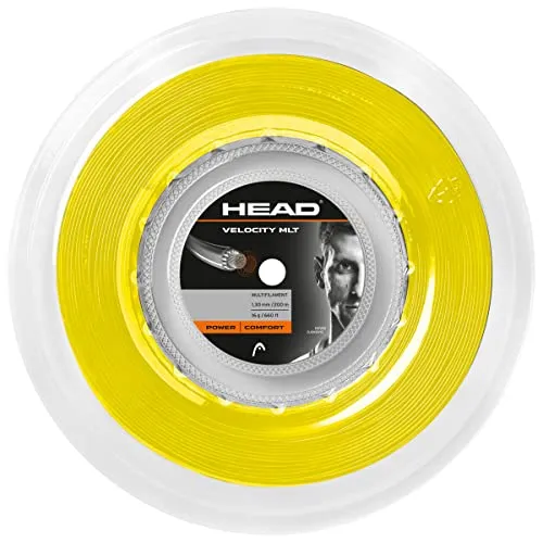 HEAD Velocity MLT Tennis-Saite, Gelb, 1.30 mm - Tennissaiten für Turnier- und Clubspieler, vereinen Power und Komfort in einer multifilamenten Konstruktion. Länge: 200 m, Stärke: 1.30 mm.