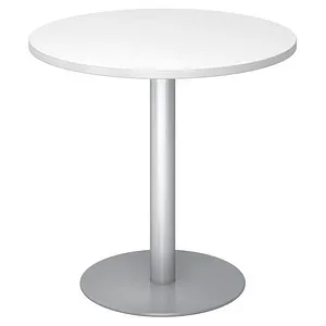 Hammerbacher Besprechungstisch 80cm rund Weiß/Silber von Hammerbacher