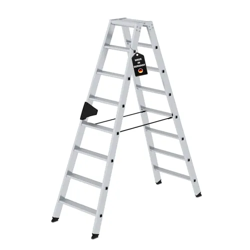 PROREGAL Stufen-Stehleiter 2x8 Stufen | Beidseitig begehbar - Leitern für Zuhause und Gewerbe, beidseitig begehbar, aus hochwertigen Materialien für hohe Stabilität und Langlebigkeit.