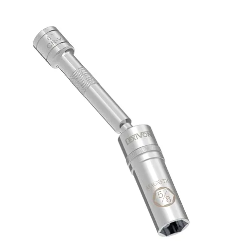 LEXIVON zündkerzenschlüssel für Zündkerzen 16mm Aufnahme, und 15cm Gesamtlänge, schwenkbare magnetische Steckschlüssel für Auto und Motorrad, Zündkerzen Entferner, hochwertiges Cr-V-Stahl (LX-121)