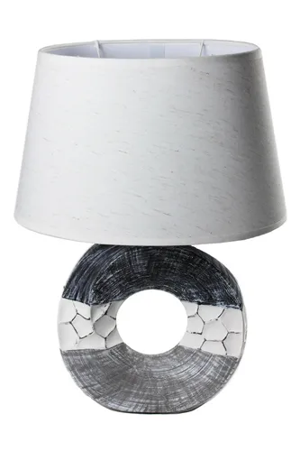 Maritime Tischleuchte Keramik 42,5 cm - Klassische Tischleuchten mit maritimem Design und ovalem Stoffschirm, ideal für Fensterbänke. Diese dekorative Lampe kombiniert Keramik mit Funktionalität und sorgt für gemütliches Licht.