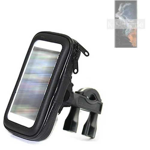 Fahrradhalterung für Samsung Galaxy S22 Ultra - Praktische Lenkstangenhalterung für Samsung Galaxy S22 Ultra. Mit Spritzwasserschutz und touch-sensitiver Oberfläche ideal für E-Bikes und Mountainbikes. Sicherer Halt und einfache Montage!