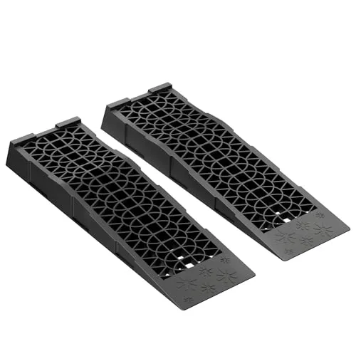 XPOtool Auffahrrampen extra flach 2 Stück - Laderampen für Sportwagen und tiefergelegte Fahrzeuge, max. Höhe 78 mm, belastbar bis 3 t, rutschfest und stapelbar für einfache Handhabung.