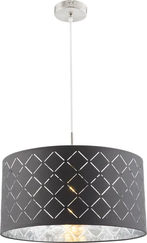 Globo Lighting Stoffpendelleuchte 1-flammig - Elegante Pendelleuchte in grau/silber, ideal für stilvolle Akzente in jedem Raum. Hochwertige Materialien und Maße: H: 140 cm, Ø: 40 cm. Holen Sie sich 10€ Willkommens-Gutschein bei Newsletter-Anmeldung!