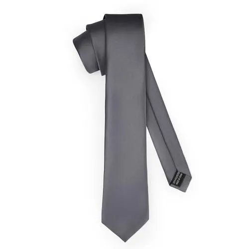 Ladeheid Klassische Herren Krawatte, matt, Perfekt für Büro & Festlichkeiten, Vielfältige Farben - Ideal für Geschäftsmeetings, Hochzeiten TMM-7 (150cm x 7cm, Graphite)