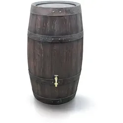 Arves Regentonne Barrique 250 l Dunkelbraun - Rustikales Design - Regentonnen & Wasserzapfstellen, original Eichenfass-Optik mit Platzersparnis, ideal für Gartenliebhaber mit funktionalen Auslauföffnungen und Kindersicherung.