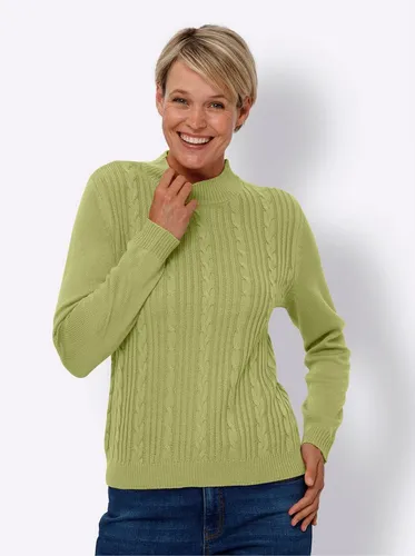 Sieh an! Strickpullover Stehkragen-Pullover Langarm Zopfmuster, Jersey
