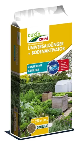 CUXIN DCM Universaldünger + Bodenaktivator - Granulat mit Bacillus sp., organischer Gartendünger für optimale Nährstoffaufnahme und Humusbildung