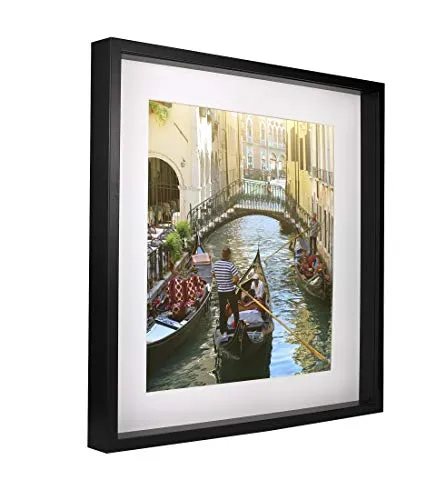 BD ART 50x50 cm groß Box 3D Objektrahmen Bilderrahmen mit Passepartout 40x40 cm, Schwarz Quadratische zum befüllen tiefer für objekte foto, suvenirs 3 cm für Wandbehang