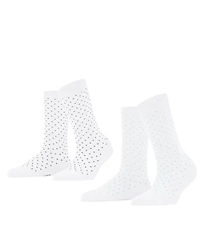 ESPRIT Damen Socken Fine Dot 2-Pack, Biologische Baumwolle, 2 Paar, Weiß (Raw White 2100), 39-42