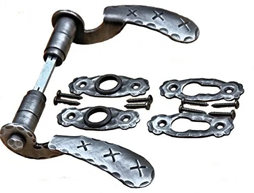 UHRIG Drückerpaar Oval geschmiedet für Gartentor - Haustürgarnituren & Sets, aus robustem Schmiedeeisen mit antik-schwarzem Finish, ideal für stilvolle Eingänge und langlebigen Einsatz.