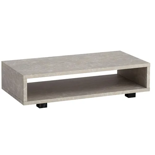 WOHNLING Couchtisch 100x50 cm in Sandfarben - Moderner Sofatisch mit Stauraum - Eleganter Couchtisch in Stein-Optik mit großem Ablagefach. Ideal für modernes Wohnen und bietet zusätzlichen Stauraum für Fernbedienungen und Zeitschriften.