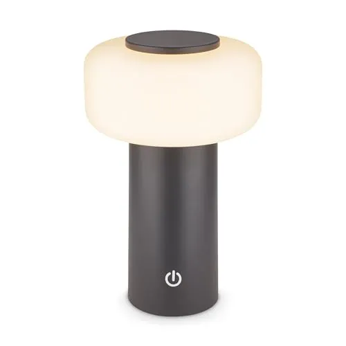 BRILONER LED Tischlampe kabellos IP44 - Elegante, dimmbare Akku Tischlampe in Anthrazit für Innen- und Außenbereich mit bis zu 24 Stunden Licht und stufenlosem Touchdimmer für individuelle Beleuchtung.