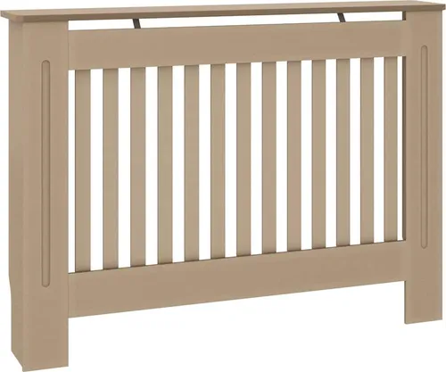 vidaXL Heizkörperverkleidung mit vertikalen Latten - Stylische Heizkörperabdeckung aus MDF, bietet zusätzlichen Platz für Fotorahmen und Dekoration. Ideal für jedes Wohnzimmer, Maße: 112x19x81,5 cm.