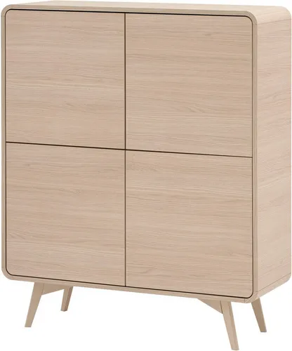 Home affaire Highboard Torsby, moderner Schrank in Eiche Natur, 108 cm breit - Stylisches Highboard für zusätzlichen Stauraum. Der innovative Push-to-open-Beschlag ermöglicht eine einfache Handhabung. Hergestellt aus stabilem Holzwerkstoff, ideal für moderne Wohnkonzepte.