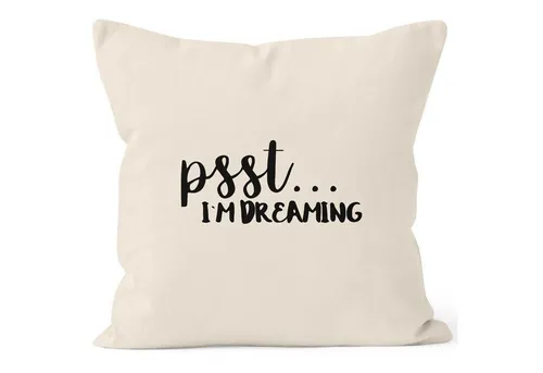 MoonWorks Dekokissen Kissenbezug Psst I`m dreaming Spruch Müde Schlafen Kissen-Hülle Deko-Kissen Baumwolle MoonWorks®