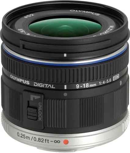 Olympus M.ZUIKO DIGITAL ED 9-18mm F4-5,6 Weitwinkelobjektiv - Weitwinkelobjektiv für Olympus Kameras, ideal für Landschafts- und Architekturaufnahmen mit leichtem Design von nur 155g.