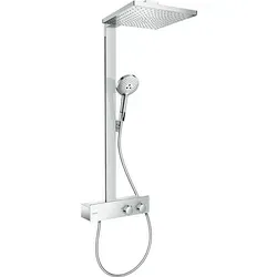Hansgrohe Raindance E 300 1Jet Showerpipe 27361000, chrom - Brausegarnituren mit XXL Performance Kopfbrause (300 mm) und komfortabler Strahlumstellung. Sicherheitssperre bei 40°C und CoolContact Technologie für sicheres Duschen.