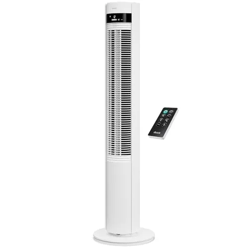 Duux Elevate Turmventilator – 12 Geschwindigkeiten, 80° Oszillation, Nur 25 dB, Ionisator, Timer (1–12h), Schlafmodus, Touch & Fernbedienung – Leiser & Smart Ventilator für Schlafzimmer/Büro - Weiß