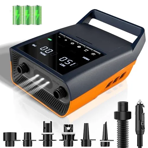Mojimdo Elektrische SUP Pumpe 20PSI - Elektrische Luftpumpe mit 20PSI Hochdruckleistung, wiederaufladbarem Akku und automatischer Abschaltung für sicheres Aufpumpen. Ideal für SUP-Boards, Kajaks, Zelte und mehr.