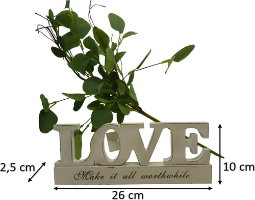 Produktbild Romantischer Schriftzug 'LOVE' aus hochwertigem Holz in charmantem Shabby weiß