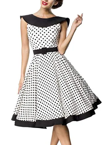 Belsira Gepunktetes ?rmelloses Vintage Swing-Kleid L