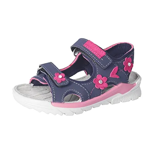 RICOSTA Mädchen Sandalen Carmen,Kinder Sommerschuhe,WMS:Mittel,waschbar,Freizeitschuhe,offene Schuhe,Strandschuhe,Nautic/Ozean/pop (180),28 EU