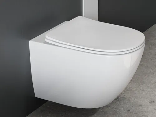 Aqua Bagno Tiefspül-WC Spülrandlose Toilette - WC-Becken mit spülrandlosem Design für maximale Hygiene und einfache Reinigung, inklusive Softclose WC-Sitz im Komplett-Set.