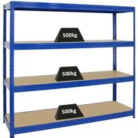 PROREGAL Schwerlastregal Dino Extra Breit 180x200x60 cm - Lagerregal mit 500 kg Traglast pro Fach, robust aus Stahl und ideal für Werkstätten und Garagen, einfach im Aufbau.
