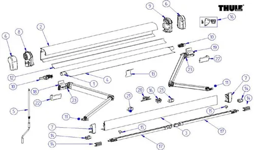 Stützfuß, für Markisenlänge 3 m