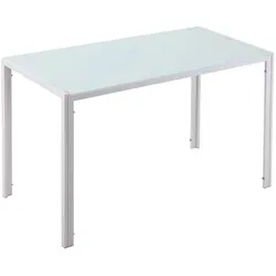 HOMCOM Esstisch 120 x 60 cm - Moderner Küchentisch für 4 Personen - Eleganter Esszimmertisch mit stabiler Hartglasplatte und Metallrahmen, ideal für gemütliche Familienessen. Schafft eine einladende Atmosphäre in jedem Zuhause.