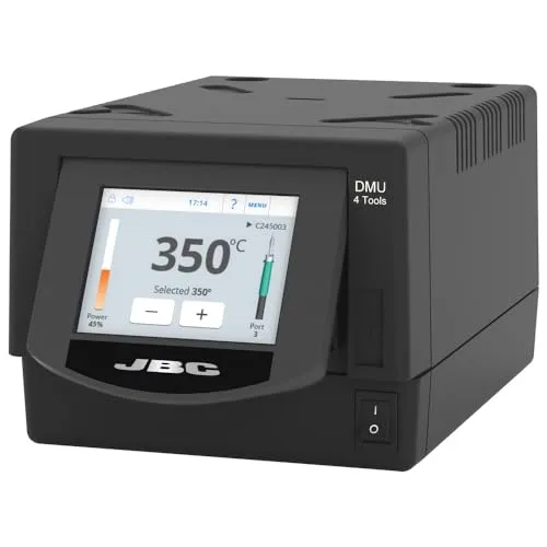 JBC 4-Kanal-Steuereinheit DME-2A - Modulare 4-Kanal-Steuereinheit für Lötstationen, ermöglicht gleichzeitigen Betrieb von vier Werkzeugen mit intuitivem Multifunktionsdisplay und einfacher Softwareaktualisierung.