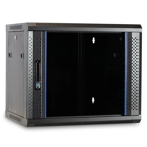 9HE Serverschrank 19 Zoll Wandgehäuse mit Glastür - Computer- & Server-Racks: 9 HE Wandgehäuse mit abschließbarer Glastür, optimaler Zugang durch herausnehmbare Seitenwände und 60 kg Traglast für sichere Netzwerkgeräte.