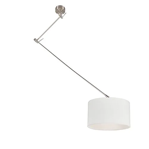 Qazqa Pendelleuchte Blitz, Modern & Flexibel - Hängeleuchte in Weiß mit E27-Fassung, 1-flammig und 350° drehbar. Ideal für individuelle Lichtgestaltung über Esstischen. Zeitloses Design aus Stahl für vielseitige Einrichtungskonzepte.