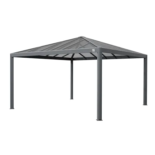 PRIMEYARD Luma Gartenpavillon 4x4m Hardtop - perfekt für sonnige Tage - Pavillons, 4x4m Hardtop Gartenpavillon ohne Seitenteile, idealer Schutz vor Sonne und Regen für Gartenpartys.