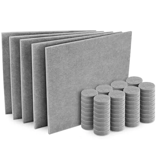 Filzada® Filzgleiter Selbstklebend zum Zuschneiden [5 Stück 20x20 cm] - Grau - Inkl. 64x Stuhlgleiter Rund Ø20mm - Filz Möbelgleiter für individuellen Zuschnitt mit EXTRA Klebekraft