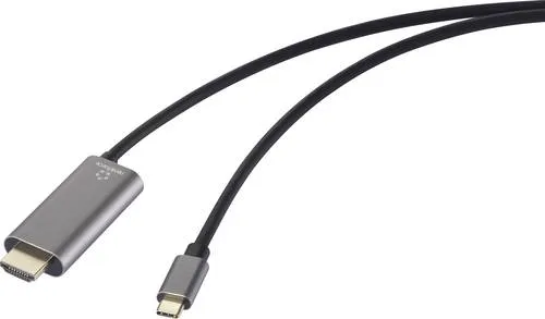Renkforce USB-C® / HDMI Adapterkabel 4K UHD - Hochwertiges USB-C®-Displaykabel mit 4K UHD Unterstützung und Ladebuchse. Ideal für universelle Anwendungen. Länge: 100 cm, Farbe: Schwarz.