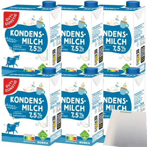 Gut&Günstig Kondensmilch 7,5% mit Schraubverschluss 6x340g Packung  usy Block