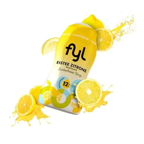fyl Zuckerfreier Sirup - Eistee Zitrone Geschmack, 48ml Getränkesirup für 12L Fertiggetränk – Vitamin-B-Komplex - perfekter Durstlöscher für zu Hause und Unterwegs