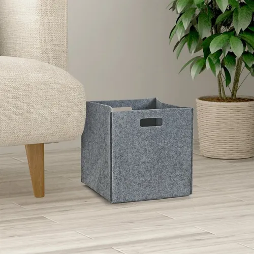 Evila Originals, HMY-6360, Filzkorb, Grau, 100 % FILZ, 24 x 24 x 24 cm