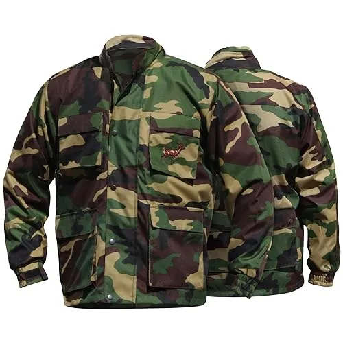 German Wear Jagdjacke Jacke Textilien in Militärfarbe mit Hirsch Stickerei, Größe:52
