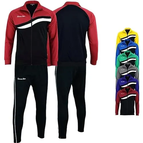 German Wear Jogginganzug Trainingsanzug - Microfleece innen angeraut warm – Sport- & Freizeitanzug - Hosenbein-Zipper & Stretchstoff an der Wade – 4 Reißverschluss-Taschen Trainingsjacke & Sporthosen